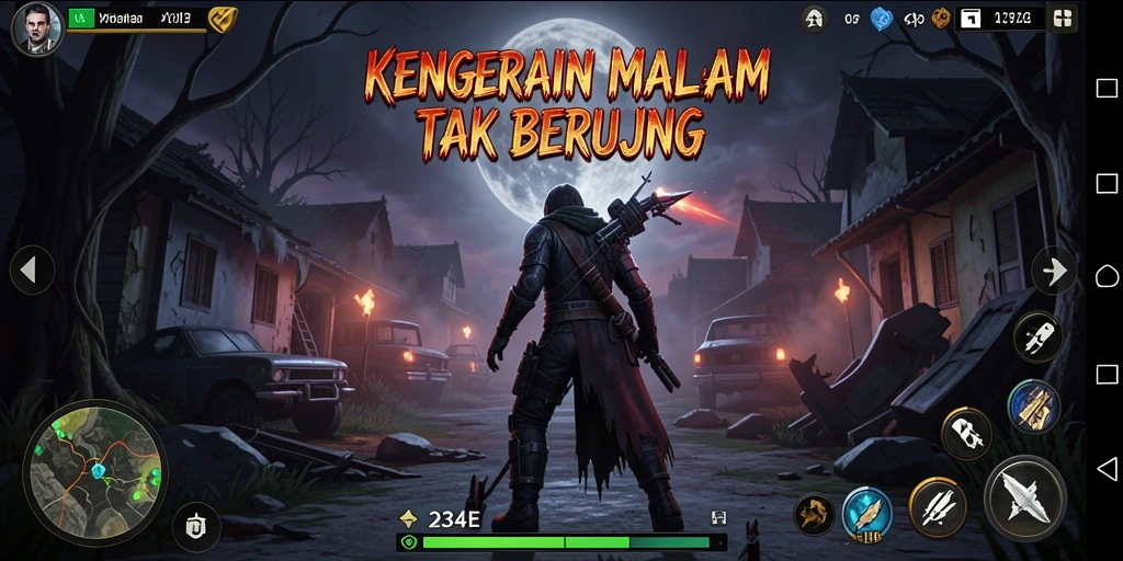 Screenshot gameplay 234E menunjukkan suasana mencekam dan menakutkan.