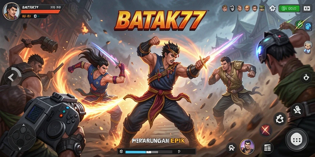 Gambaran aksi intens dalam gameplay BATIK77 yang menampilkan pertarungan menarik.