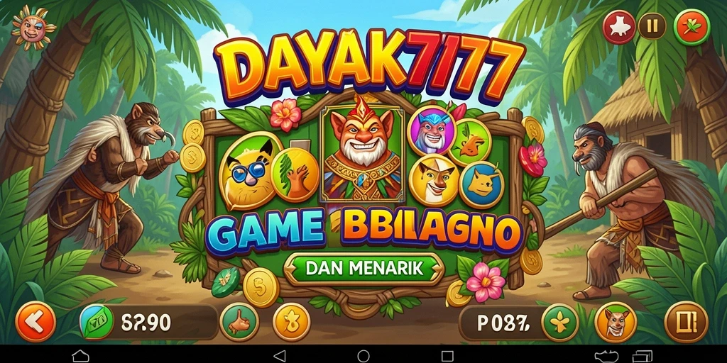 Tampilan gameplay utama DAYAK777 yang seru dan penuh warna.