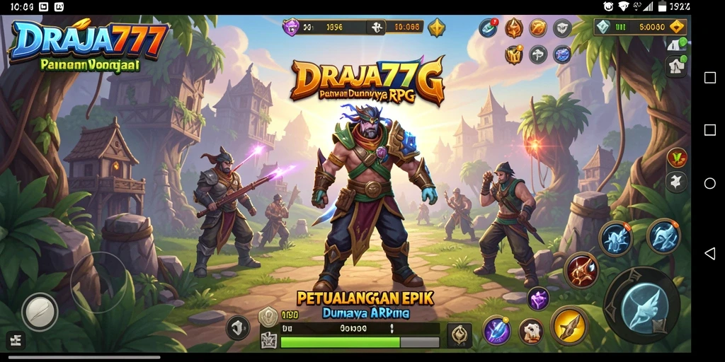 Screenshot gameplay menampilkan pertempuran epik di DRAJA777.