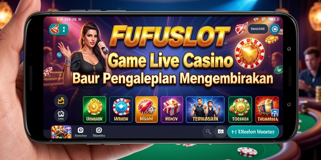 Screenshot gameplay FUFUSLOT menampilkan dealer profesional dan suasana kasino yang nyata.