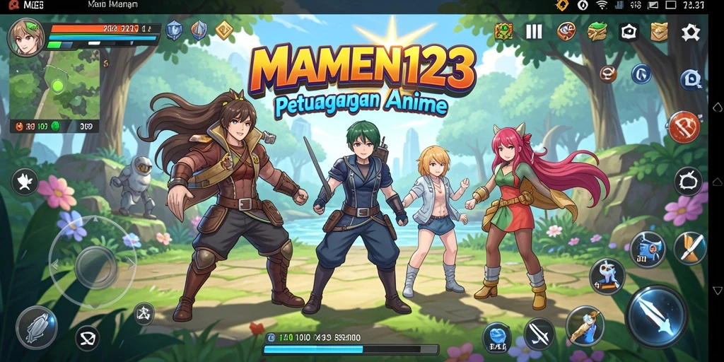 Tangkapan layar gameplay dari MAMEN123 menampilkan karakter anime yang beraksi.