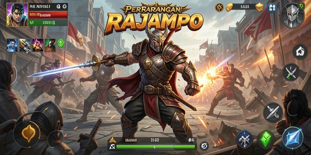 Screenshot gameplay RAJAMPO menampilkan aksi pertarungan yang mendebarkan.