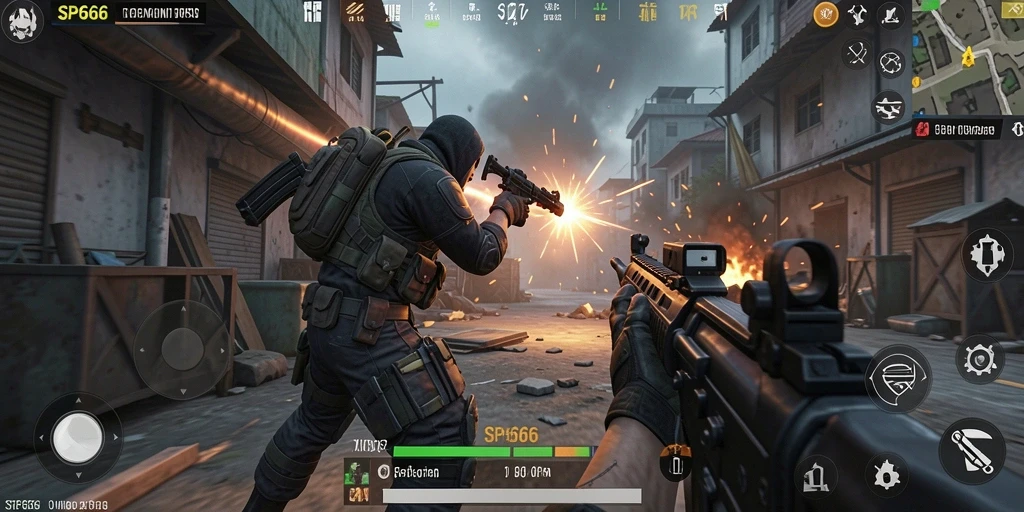 Menampilkan aksi intens di battlefield TPS SP666.