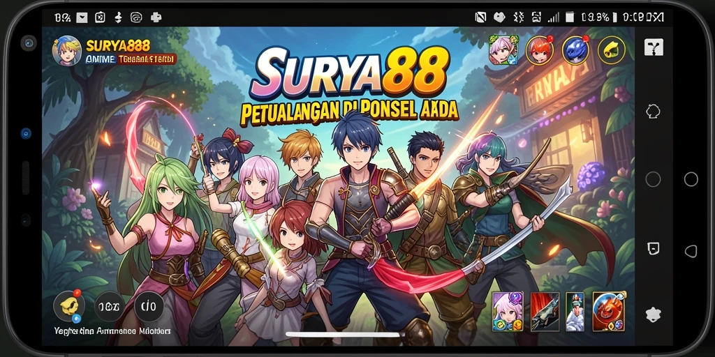 Screenshot gameplay SURYA88 menunjukkan aksi seru dan karakter anime yang dinamis.
